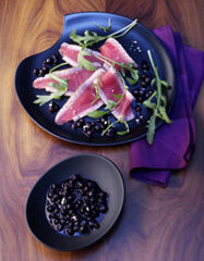 Tuna-Carpaccio-with-Wild-Blueberry-Wasabi-Sauce