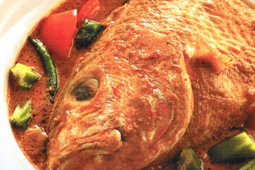 singapore fish head curry in bowl