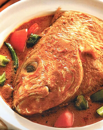 singapore fish head curry in bowl