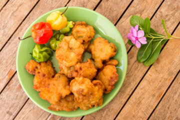 jamaican salt cod fritters on plate