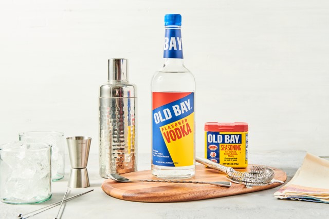 old bay vodka with shaker