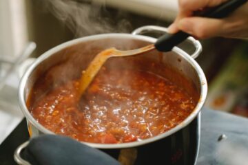 stirring creole barbecue sauce